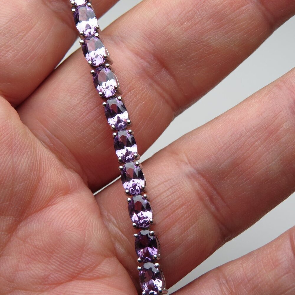 *925 Sterling Silver Amethyst Bracelet